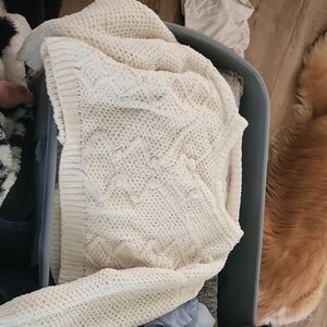 Cream Chunky Knit Crew Neck Sweater